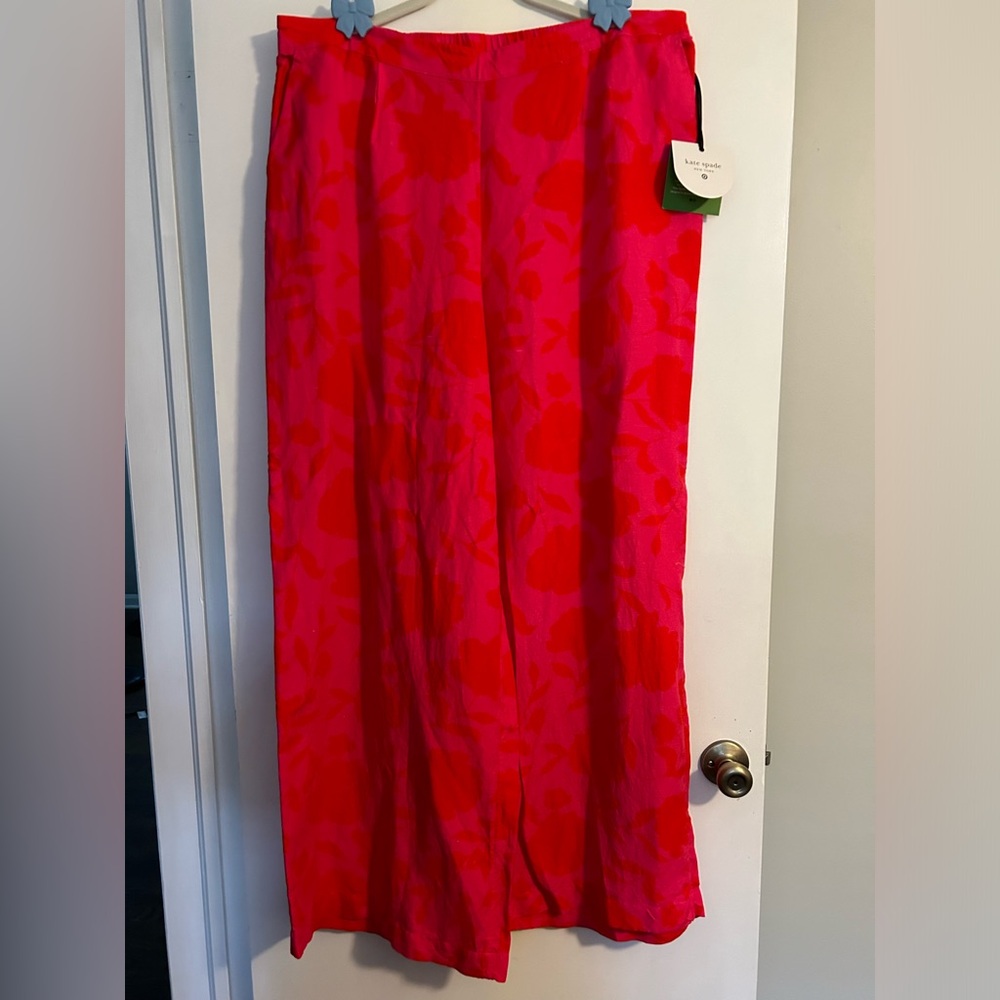 Kate Spade X Target Red and Pink Floral Linen Pants size XL